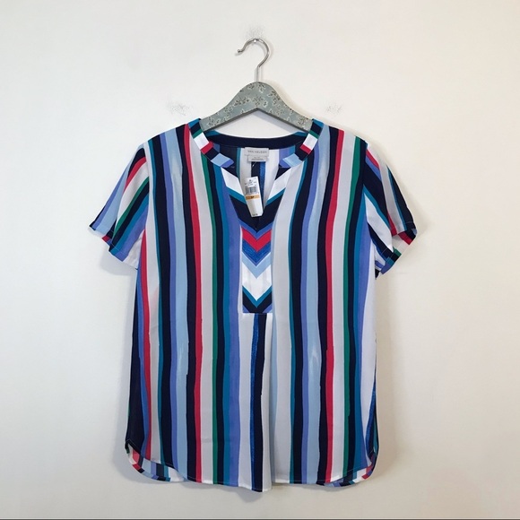 NWT Van Heusen Striped Short Sleeve Top - Picture 1 of 7